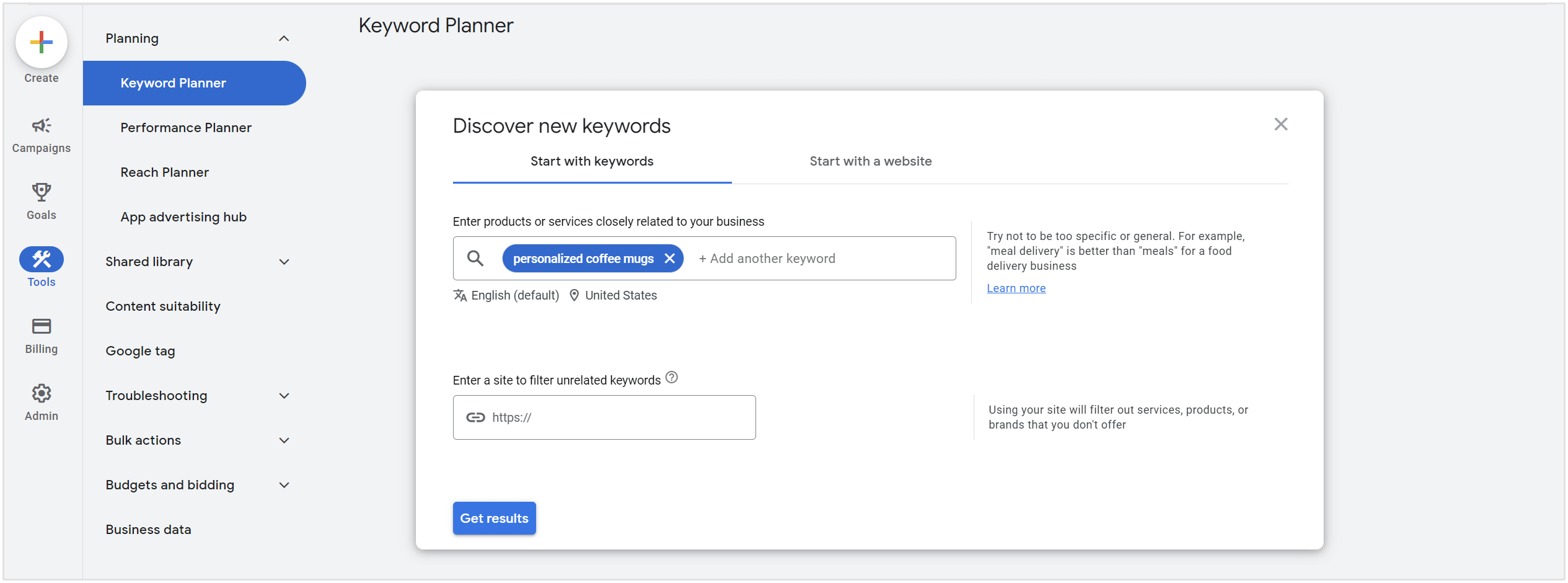 Googleキーワードプランナーでニッチなキーワードを見つける方法